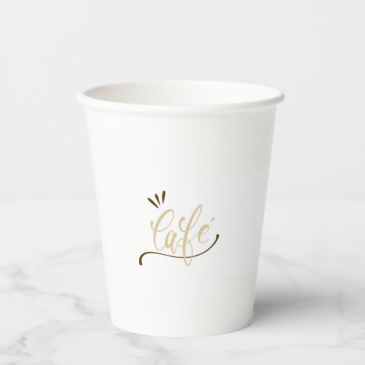 Cafe Gold Script Black Mug 紙コップ (正面)