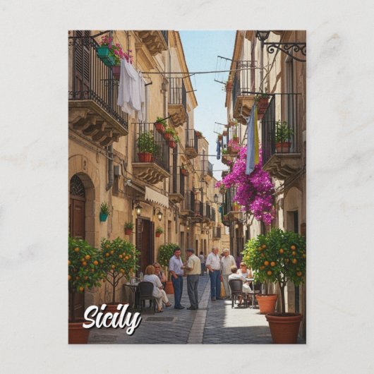 Cafe in Sicily Italy ポストカード (正面)