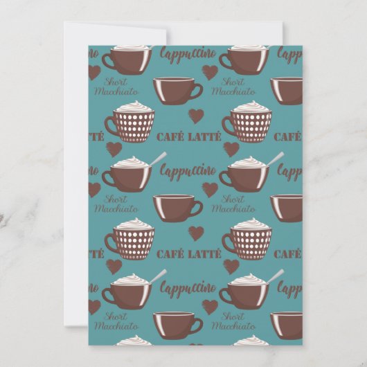 Cafe Latte Cappuccino Brown Coffee Cups Cream 招待状 (正面)