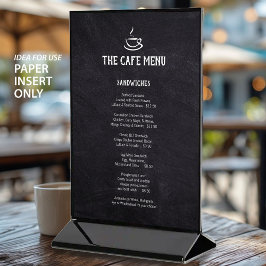 Cafe Menu QR code ordering black paper inserts 
