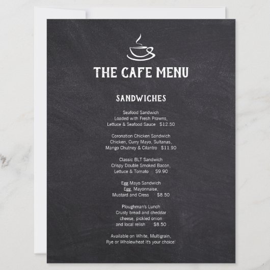 Cafe Menu QR code ordering black paper inserts  (正面)