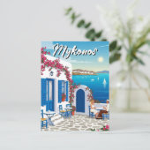 Cafe Mykonos Greece Cyclades Travel ポストカード (スタンド正面)