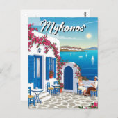 Cafe Mykonos Greece Cyclades Travel ポストカード (正面/裏面)