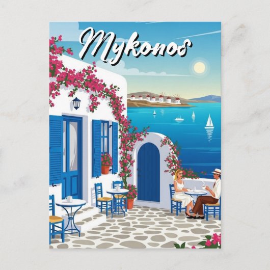 Cafe Mykonos Greece Cyclades Travel ポストカード (正面)