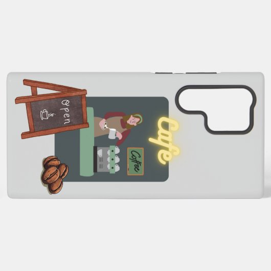 Cafe phone case samsung galaxyケース (裏面横)