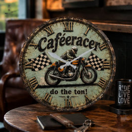 Cafe Racer Vintage Motorcycle Racing ラージ壁時計