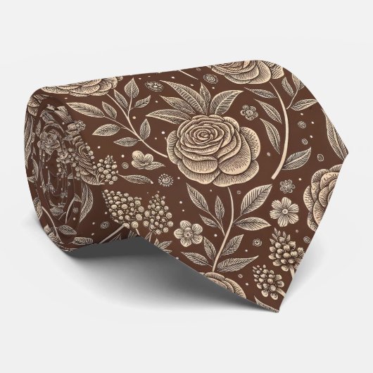 Cafe Rose Wild Floral Pattern ネクタイ (ロール)