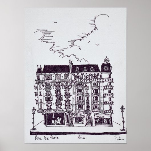 Cafe & Stores on Rue de Paris | Old Nice, France ポスター (正面)
