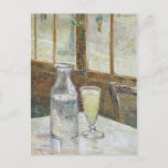 Cafe Table with Absinthe by Vincent Van Gogh ポストカード<br><div class="desc">Café Table with Absinthe by Vincent Van Gogh, oil on canvas 1887, is a still life painting of a glass of absinthe and transparent carafe of water set on a white tablecloth against a background of cafe windows looking onto a sunny street with pedestrians. Absinthe was a beverage popular among...</div>