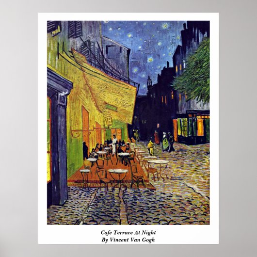 Cafe Terrace At Night By Vincent Van Gogh ポスター (正面)