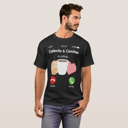 Cafecito Cafe Conchas  Cute Spanish Pun Coffee Tシャツ (正面フル)