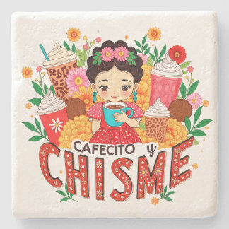 “Cafecito y Chisme（カフェシトとゴシップ）” ラテン系コーヒー好き ストーンコースター