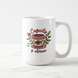 Cafecito y Chisme | 面白いスペイン語の名言ステッカー コーヒーマグカップ