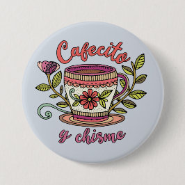Cafecito y Chisme | 面白いスペイン語の名言ステッカー 缶バッジ