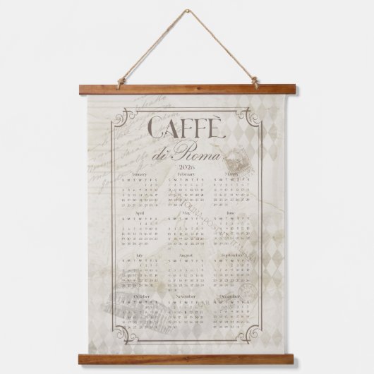 Caffe Roma 2026 Wall Calendar Art 吊り下げ型タペストリー (正面)
