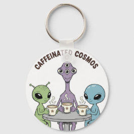Caffeinated Cosmos Cute Funny Alien Coffee キーホルダー