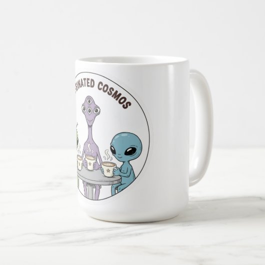Caffeinated Cosmos Cute Funny Alien Coffee コーヒーマグカップ (正面右)