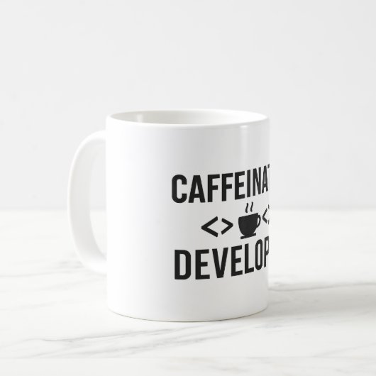 Caffeinated Developer – Coding Coffee Design コーヒーマグカップ (正面左)