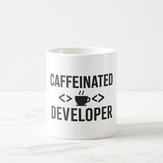 Caffeinated Developer – Coding Coffee Design コーヒーマグカップ (中央)