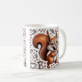 Caffeinated Squirrel | Funny Coffee Lover Animal コーヒーマグカップ (正面右)