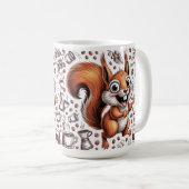 Caffeinated Squirrel | Funny Coffee Lover Animal コーヒーマグカップ (正面右)