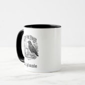 Caffeine Addict Funny Raven Gothic Bird Art Gift マグカップ (正面左)