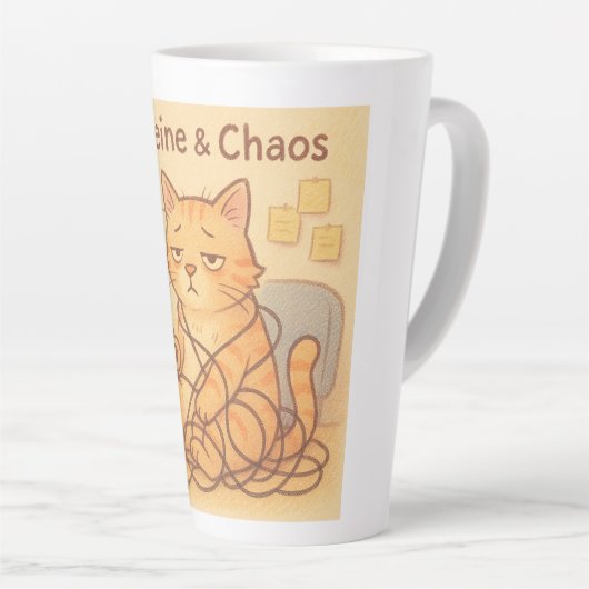 Caffeine and Choas Coffee Mug カフェラテマグ (右アングル)