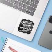 Caffeine and Deadlines – Funny Academic Burnout  シール (ノートパソコンとiPhone)