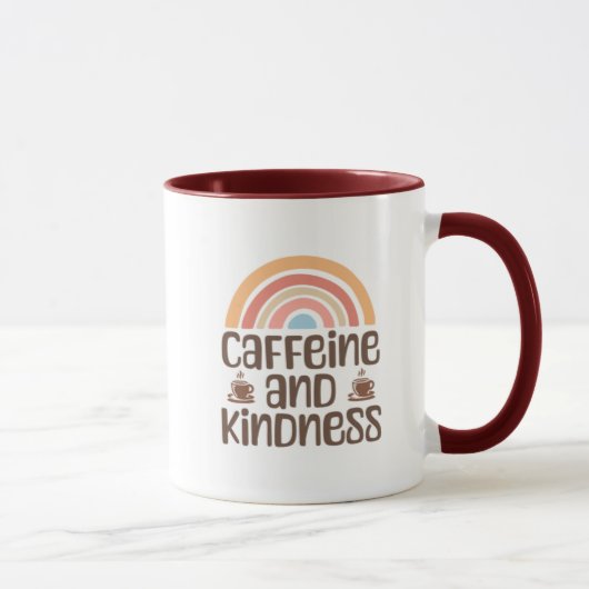 Caffeine and Kindness Mug – Positive Coffee Quote  マグカップ (右)