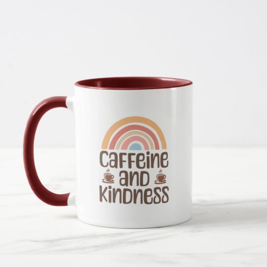 Caffeine and Kindness Mug – Positive Coffee Quote  マグカップ (左)