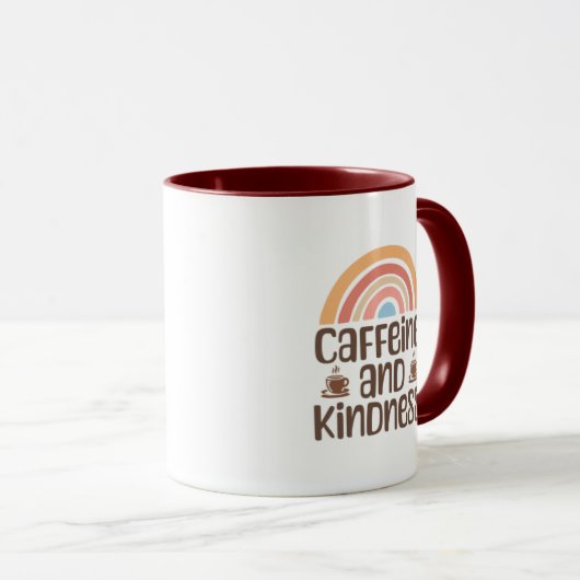 Caffeine and Kindness Mug – Positive Coffee Quote マグカップ (正面右)
