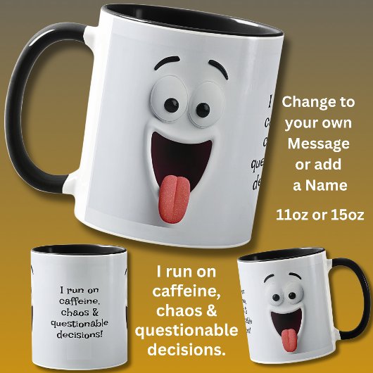 Caffeine Chaos, Add Name Message, Expressive Face マグカップ
