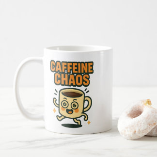 Caffeine Chaos Funny Energetic Coffee Cup Cartoon コーヒーマグカップ
