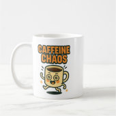 Caffeine Chaos Funny Energetic Coffee Cup Cartoon コーヒーマグカップ (左)