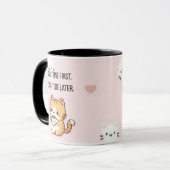 Caffeine First, Cat-itude Later | Funny Cat Coffee マグカップ (正面左)