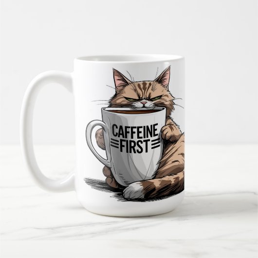 Caffeine First Coffee Mug for Cat & Coffee Lovers コーヒーマグカップ (左)