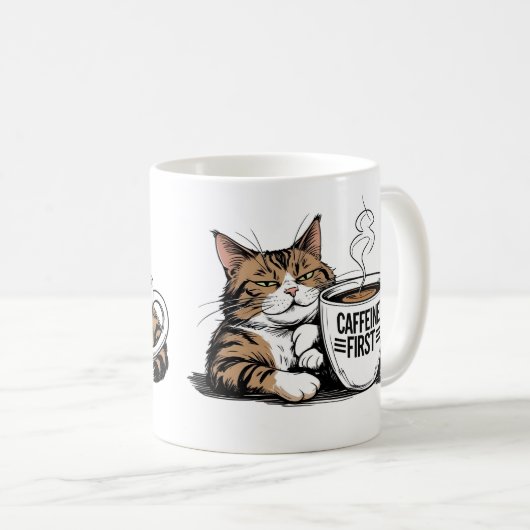 Caffeine First Coffee Mug for Grumpy Coffee Lovers コーヒーマグカップ (正面右)