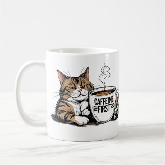 Caffeine First Coffee Mug for Grumpy Coffee Lovers コーヒーマグカップ