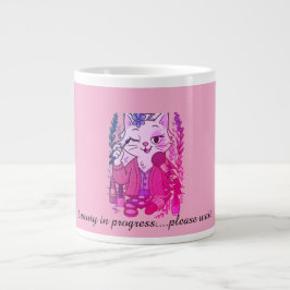 caffeine first, eyeliner second ジャンボコーヒーマグカップ