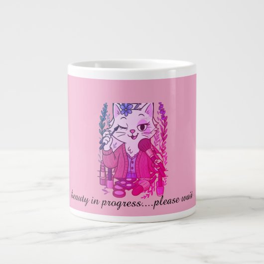 caffeine first, eyeliner second ジャンボコーヒーマグカップ (正面)