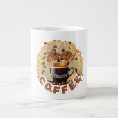 Caffeine First – Funny Coffee Mug for Coffee Lover ジャンボコーヒーマグカップ (正面)