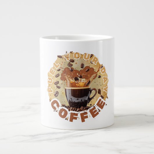 Caffeine First – Funny Coffee Mug for Coffee Lover ジャンボコーヒーマグカップ (正面)