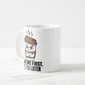Caffeine First People Later Funny Coffee Mug コーヒーマグカップ (正面左)