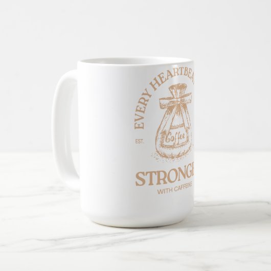 Caffeine Fuels Every Heartbeat コーヒーマグカップ (正面左)