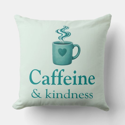 Caffeine & Kindness Teal Coffee Pale Mint クッション (正面)