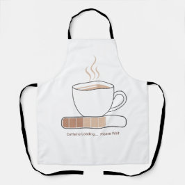 Caffeine Loading -Minimalist Funny Coffee Line Art エプロン