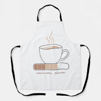 Caffeine Loading -Minimalist Funny Coffee Line Art エプロン