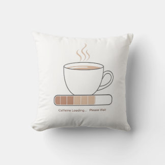 Caffeine Loading -Minimalist Funny Coffee Line Art クッション
