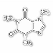 Caffeine Molecule Chemistry Coffee Atoms シール (正面)
