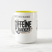 Caffeine Queen Funny Coffee Lover Mug Gift for Her ツートーンマグカップ (正面左)